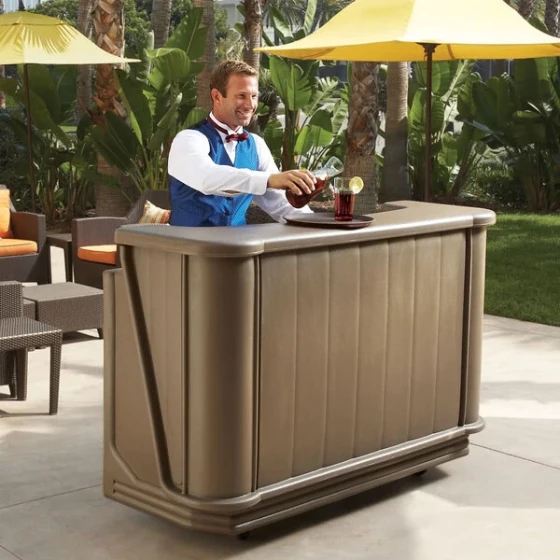 Cambro BAR650DX194 Granite Sand Cambar® 67" Portable Bar with 7-Bottle Speed Rail, Cold Plate, and Pre-Mix System
