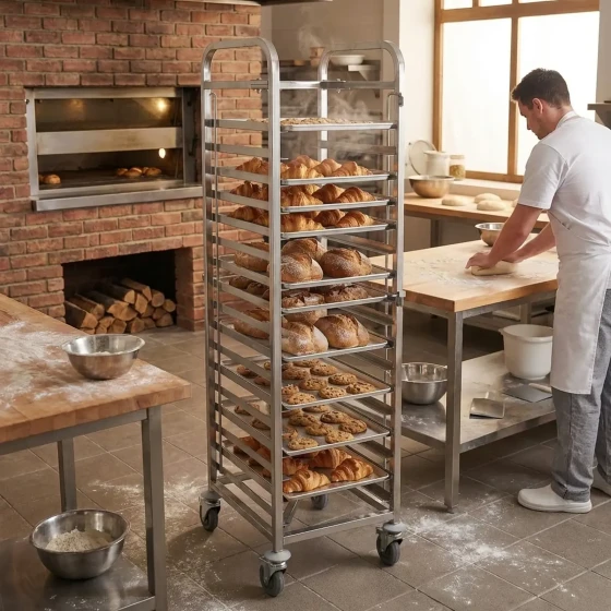 Jiwins Stainless Steel 15 Tier Nesting Trolley for 40 x 60 cm Sheet Pans