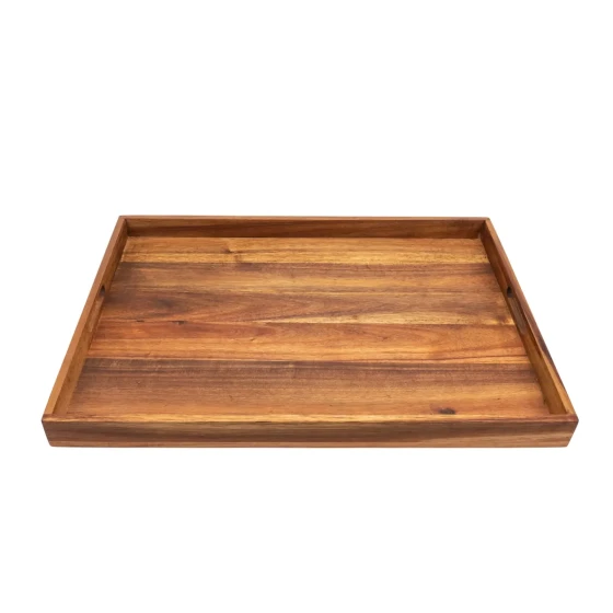 Vague Acacia Wooden Rectangular Tray with Handles 64 x 46 x 5 cm