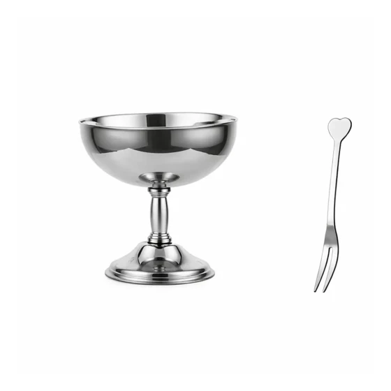Vague Stainless Steel Salad Cup with Fork