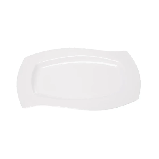 Vague Melamine White Rectangular Wavy Plate