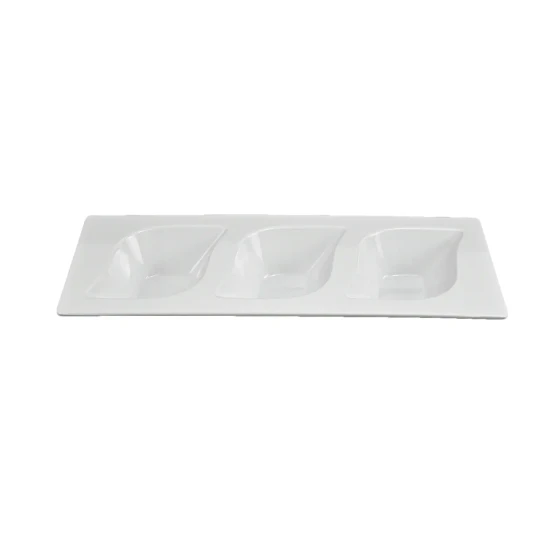 Vague Melamine White Rectangle Divided Plate 11”
