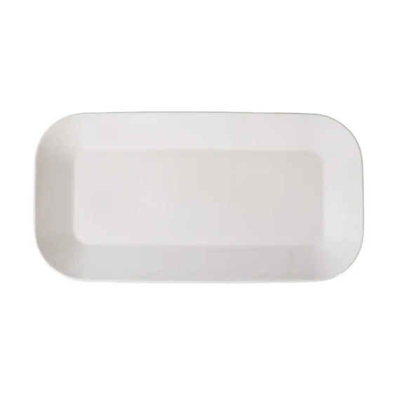 Porceletta Ivory Porcelain Sleek Edge Rectangular Platter 45.8 x 23.5 cm