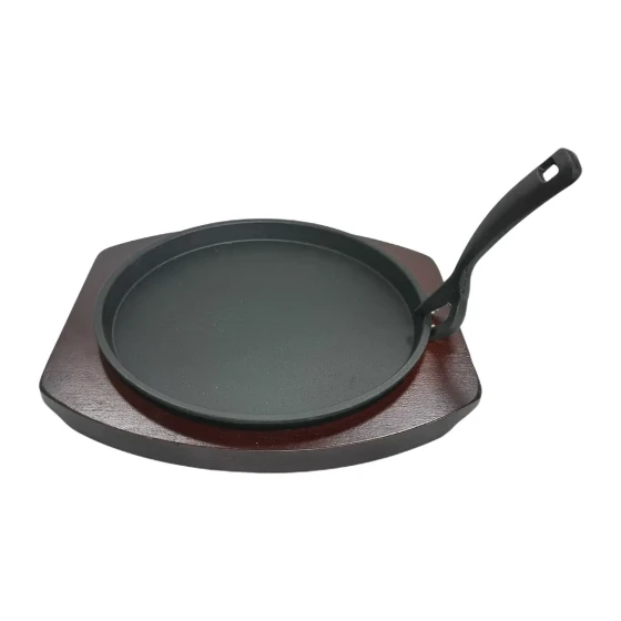 Vague Round Sizzling Plate with Wooden Board D22 cm