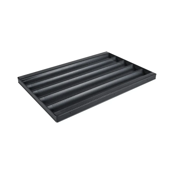 Vague Water Black Five Trough French Non Stick Baking Tray 1 mm Thickness 60 cm x 40 cm x 3 cm