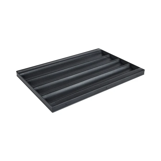 Vague Water Black Four Trough French Non Stick Baking Tray 1 mm Thickness 60 cm x 40 cm x 3 cm