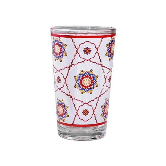 Vague Moroccan Elegant Red Motif 6 Pcs Tea Glass Set 120 ml