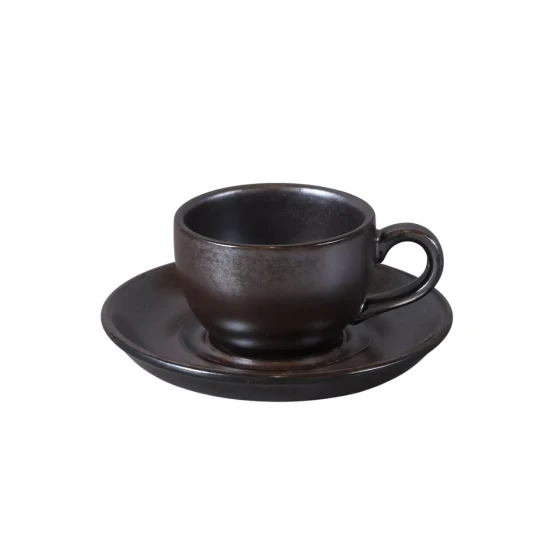 Porceletta Rustic Porcelain Reactive Glaze Porcelain Cup & Saucer Set