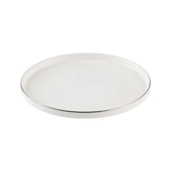 Decopor New Bone China Dinner Plate with Sliver Rim