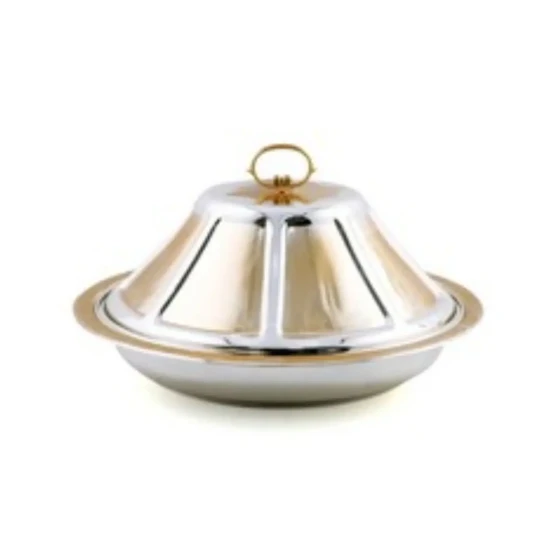 Vague Stainless Steel Gold Ouzi Metal Platter 42 cm