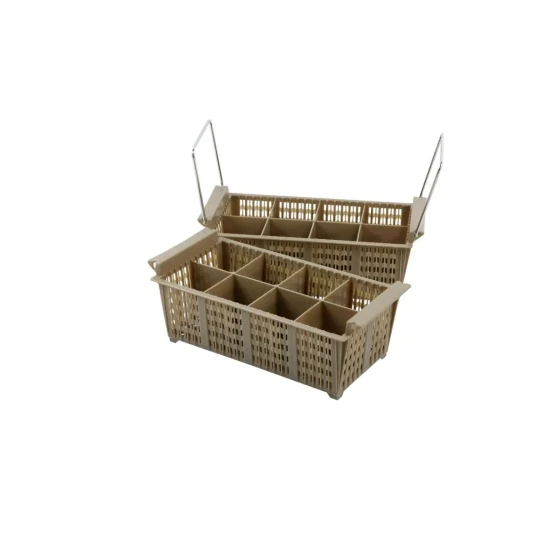 Vague Plastic Beige 8 Compartment Cutlery Basket without Handle