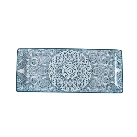 Che Brucia Arabesque Blue Rectangular Plate 29 cm x 12 cm