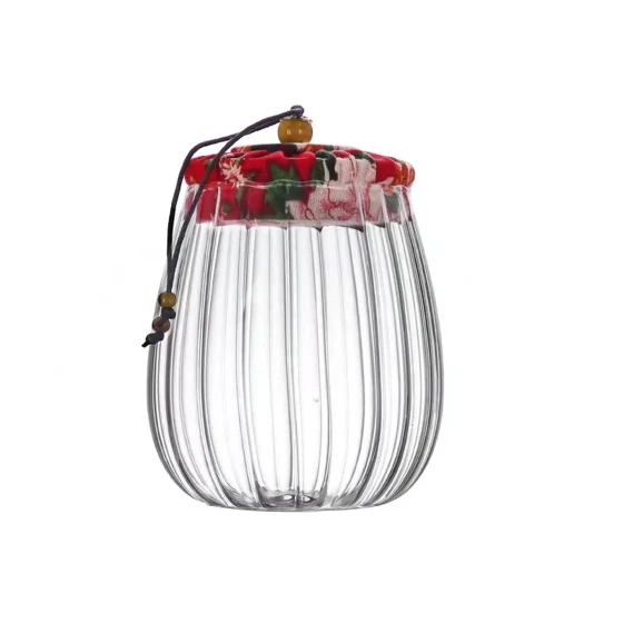 Transparent Glass Jar with Cloth Lid