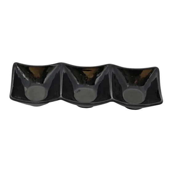 Vague Melamine Mezza Plate three comaprtments 24 cm x 8.4 cm x 4 cm