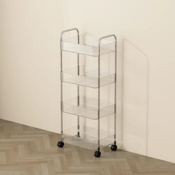 Vague 4 Tier Transparent Trolley Cart 40 cm x 28.5 cm x 95 cm