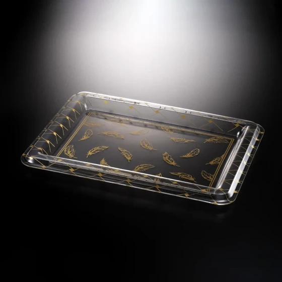 Vague Acrylic Golden leaf Serving Tray