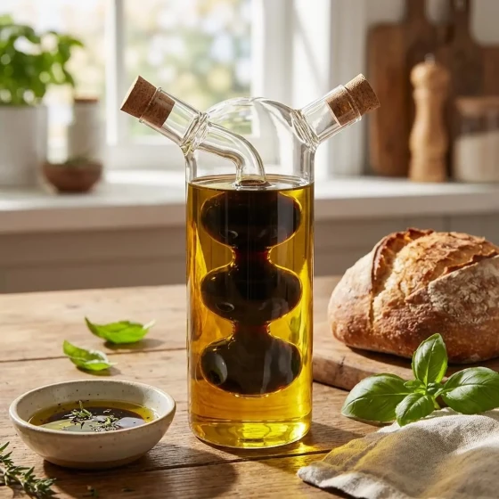 Vague 2 in 1 Oil and Vinegar Glass Bottle