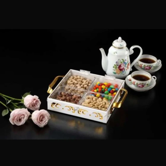 Vague Five Compartment Acrylic Laser Serving Tray