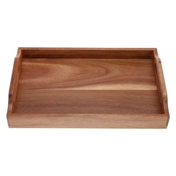 Vague Rectangular Acacia Wooden Tray with Handles