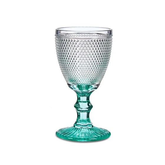 Vivalto 6 Piece Turquoise Foot Points Water Glass 240 ml Set