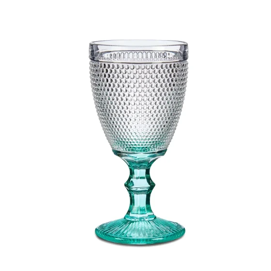 Vivalto 6 Piece Turquoise Foot Points Wine Glass 330 ml Set