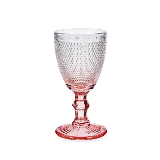 Vivalto 6 Piece Pink Foot Points Water Glass 240 ml Set