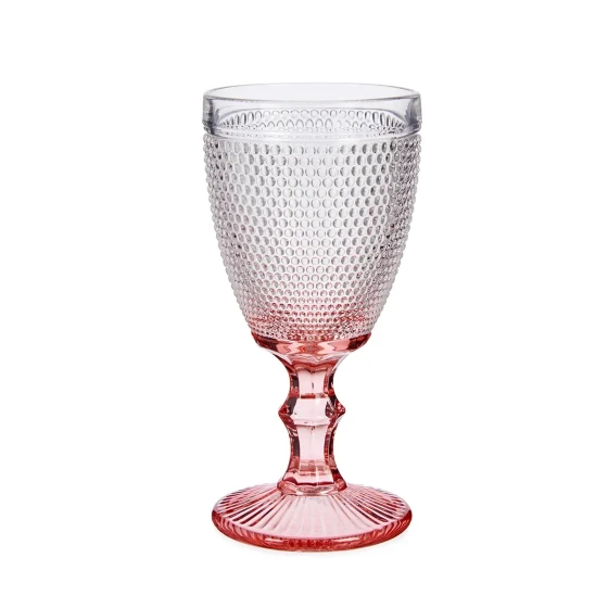Vivalto 6 Piece Pink Foot Points Wine Glass 330 ml Set