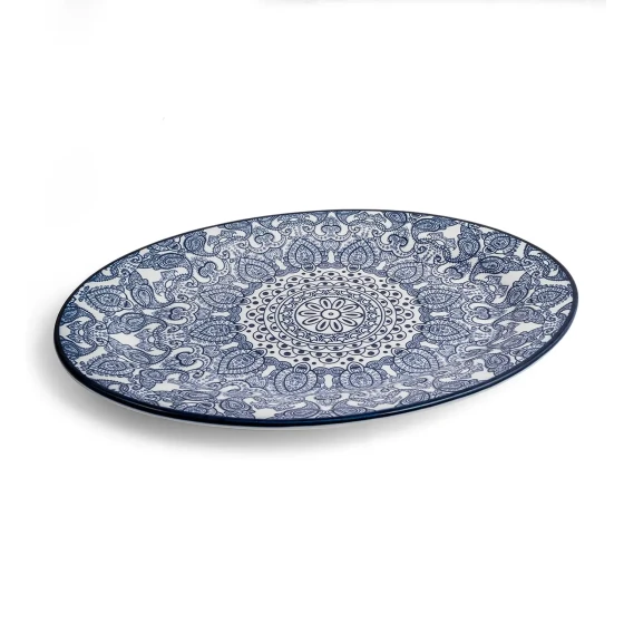 Che Brucia Arabesque Blue Oval Plate