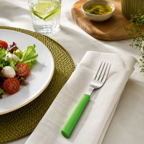 Tramontina Brisa Stainless Steel Table Fork with Green PP Handle