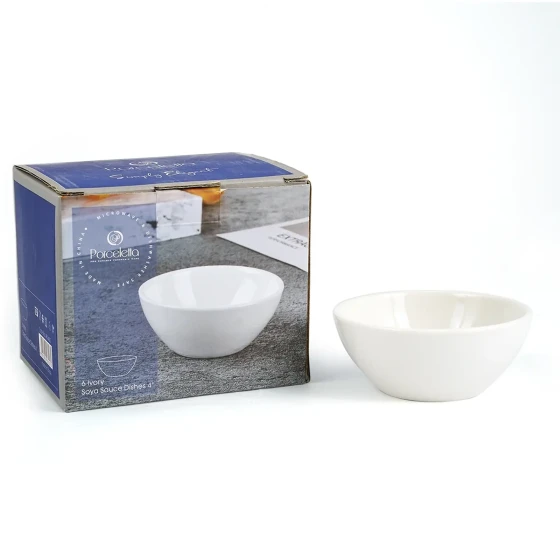Porceletta 6 Piece Ivory Soya Sauce Dishes 4"
