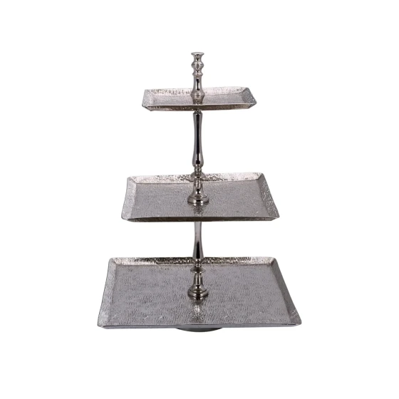 Vague Square 3 Tier Aluminum Serving Stand 40 cm