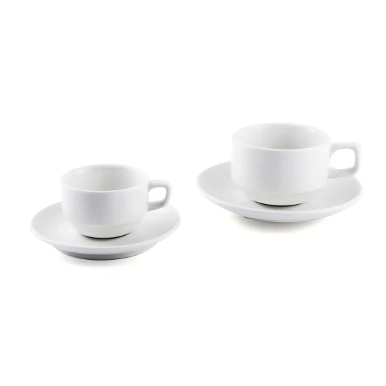 Porceletta Ivory Porcelain Coffee and Tea Cup & Saucer