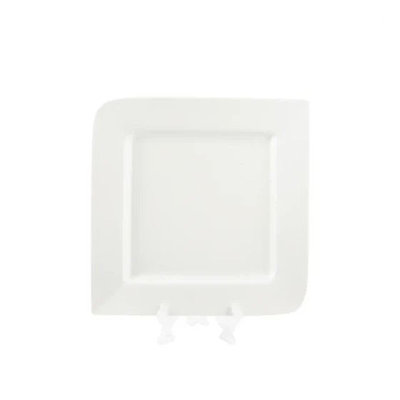Porceletta Ivory Porcelain Square Plate with Round Egdes