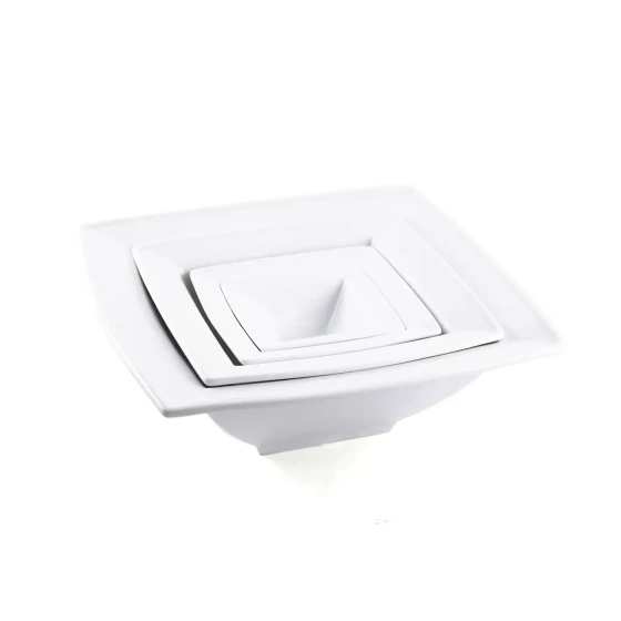 Porceletta Ivory Porcelain Square Bowl Double Rim