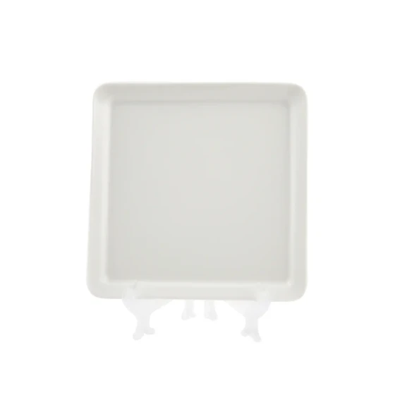 Porceletta Ivory Porcelain Square Plate Flat bottom