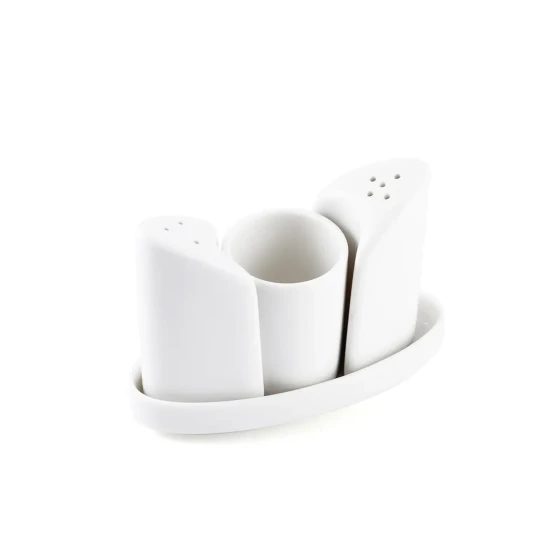 Porceletta Ivory Porcelain 4 Piece Condiment Set