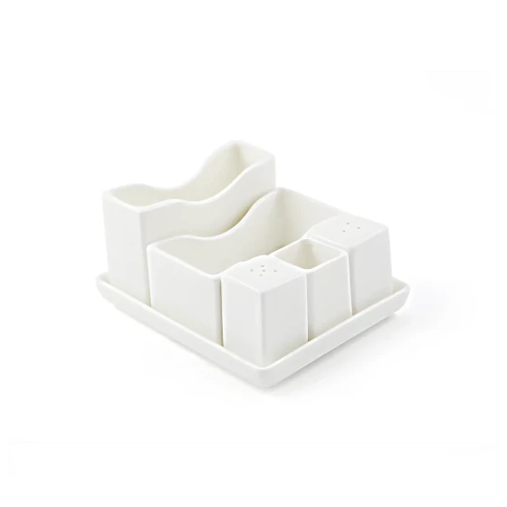 Porceletta Ivory Porcelain Square Salt & Pepper 4*5.5 cm