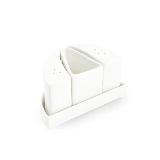 Porceletta Ivory Porcelain Table Condiment Set 4 Pcs