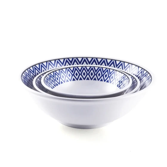 Vague Melamine Soup Bowl Blue Line