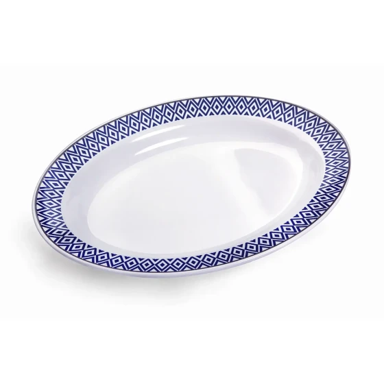 Vague Melamine Oval Plate Blue Line