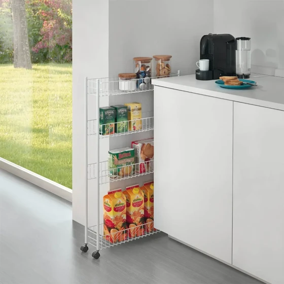 Metaltex Fino-4 Extra-Slim 4-Tiers Rolling Cart