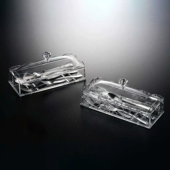 Vague Acrylic Cutlery Holder with Cover