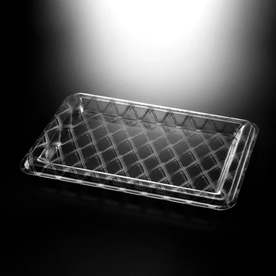 Vague Rectangular Acrylic Serving Tray Flower Design