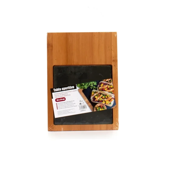 Arte Regal Wide Rectangular Bamboo Board with Slate