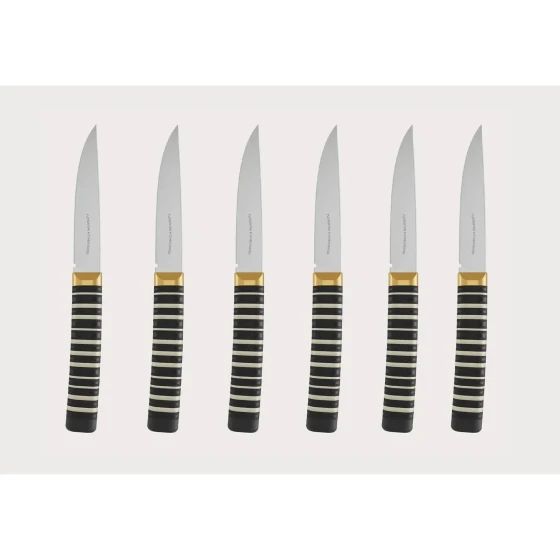 Florentine Knives Western 6 Piece Steak Knife Set - Black & White