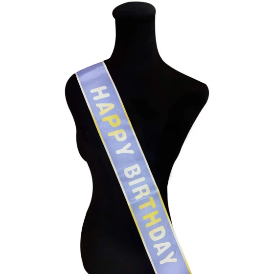 Happy Birthday Sash, Gray - Birthday Party Supplies
