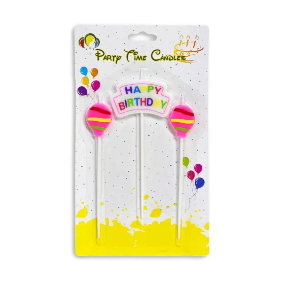 3pcs Pink Happy Birthday Candle Set, Cake Topper
