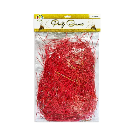 50grams Red Shredded Papers with Shiny Iridescent Films, Gift Box Fillers