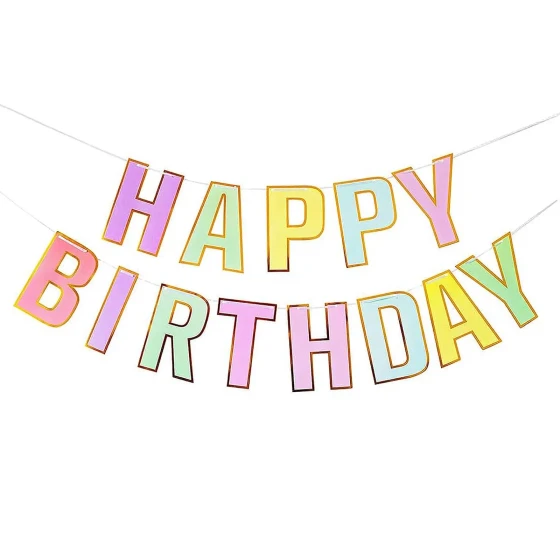 Pastel Colorful Happy Birthday Banner - Party Decorations