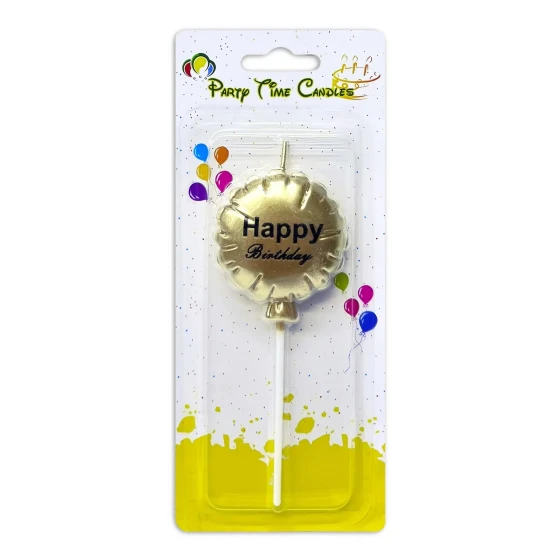 1pc Metallic Gold Happy Birthday Candle, Cake Topper
